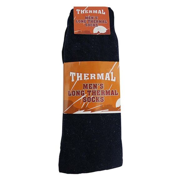 Gray Black & Navy Blue 3 Pack Long Thermal Mens Socks - Picture 1 of 6